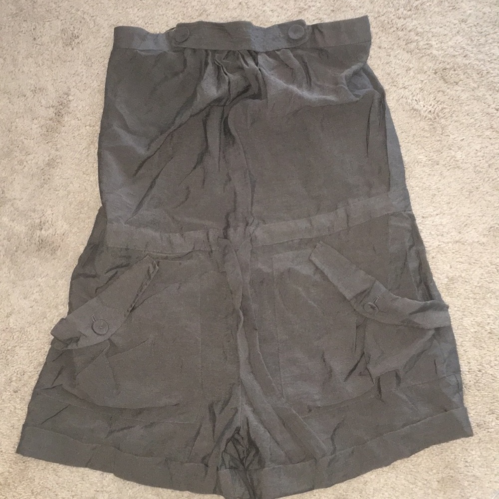 BCBG Strapless Romper in Olive